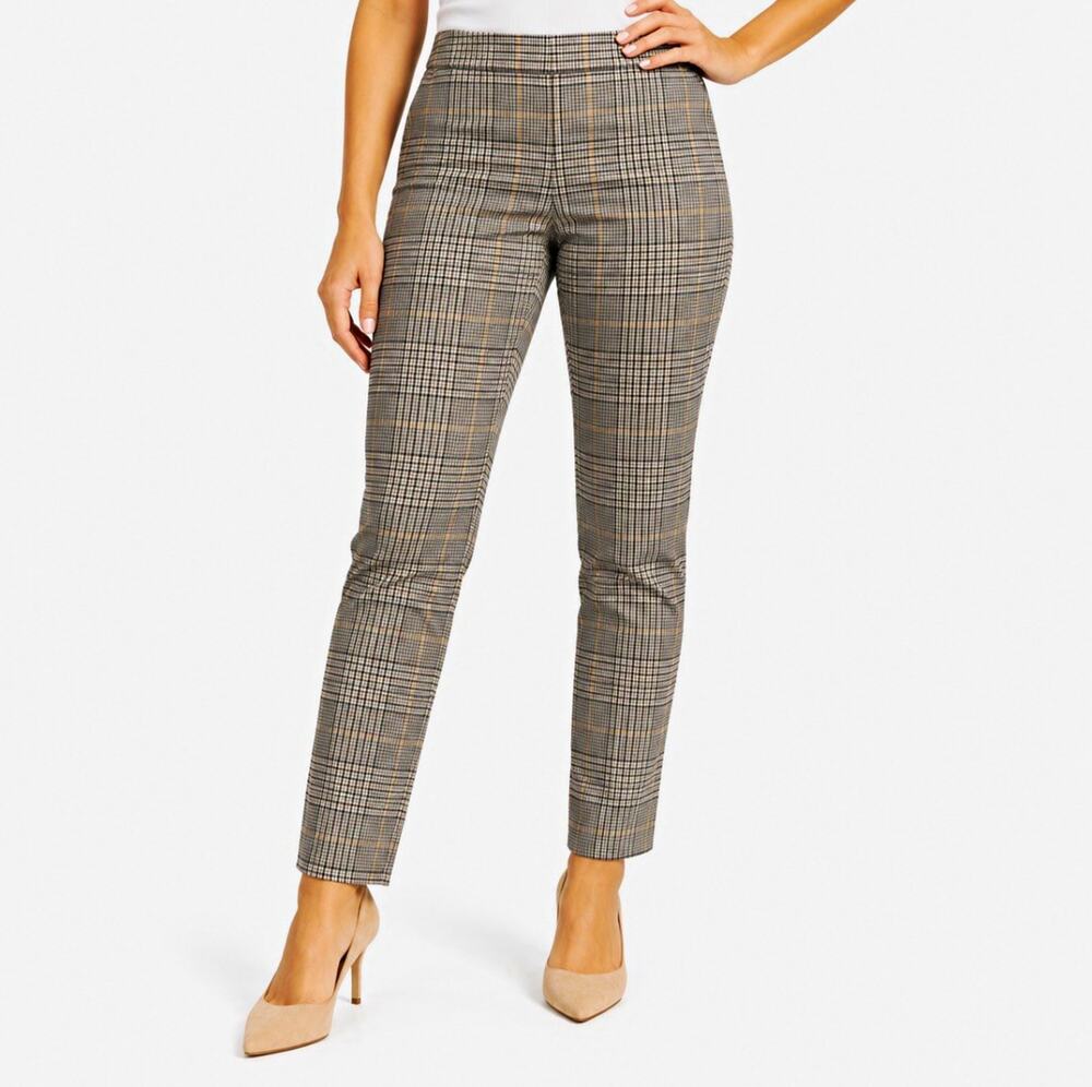 Ann Taylor Audrey Glen Plaid High-Rise Slim-Leg Pants Size 12 CorpCore Office